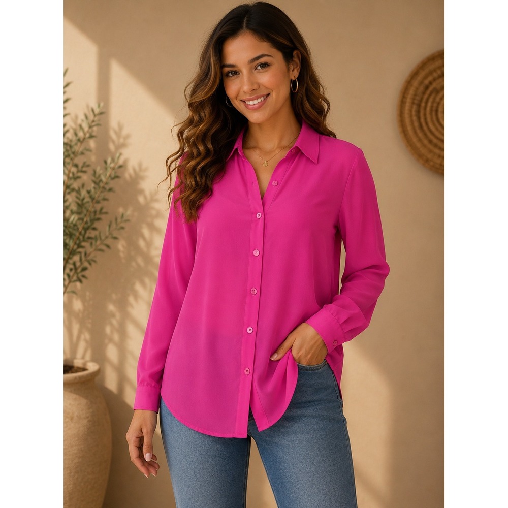 BRANDIS Dress Out Loud Pink Button Up Long Sleeve Shirt Top XS